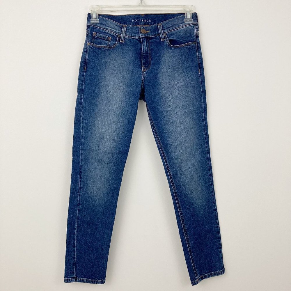 Mott & Bow Slim Boyfriend Ridge Jeans Size 26 X 28 Medium Wash Blue Cotton Blend